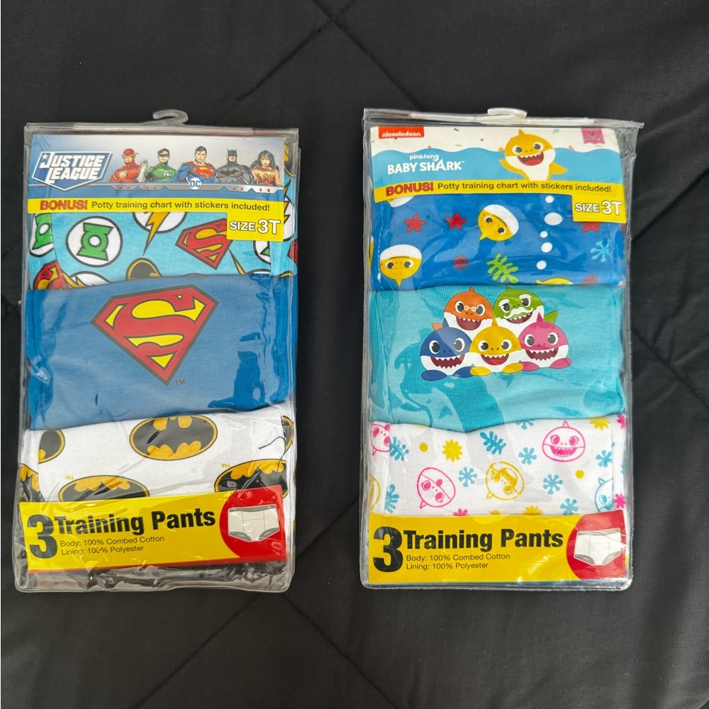 Justice League and Baby Shark Training Pants Set